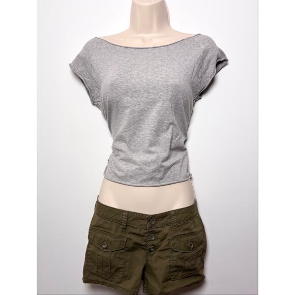 Urban Outfitters Tops - Urban Outfitters Grey Boatneck Raw Hem Crop Top Size M